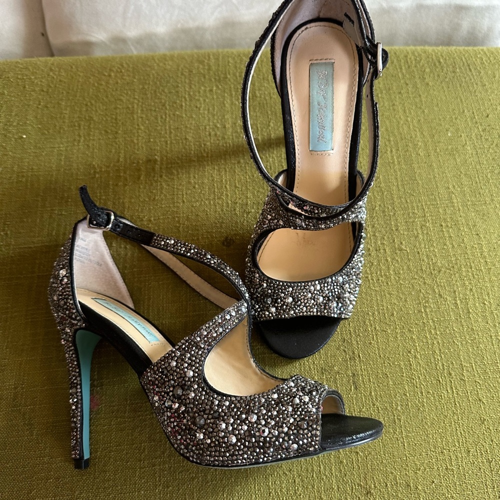Elegant Black Crystal Embellished Heels